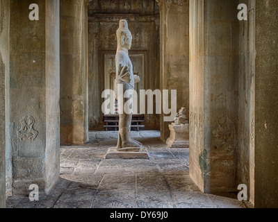 Statue von Vishnu in Angkor Wat, Siem Riep, Kambodscha. Stockfoto