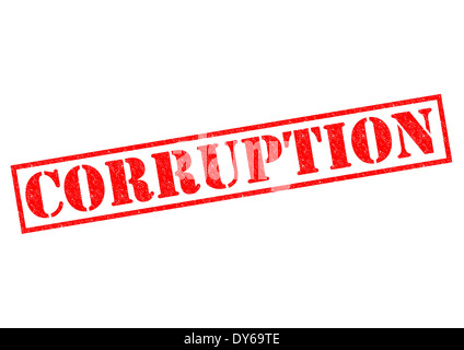 Korruption, die roten Stempel auf einem weißen Hintergrund. Stockfoto