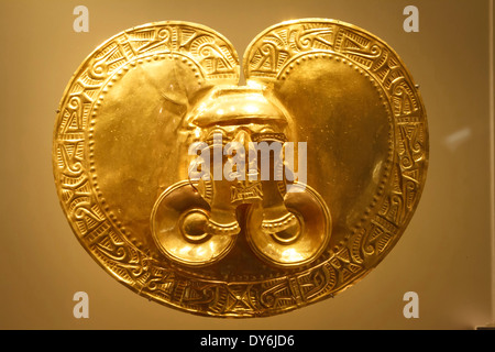 Pectora, Columbian gold Artefakt. Stockfoto