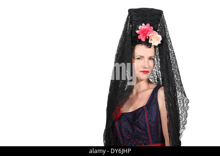 Frau tragen traditionelle spanische mantilla Stockfoto