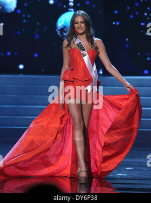 2012 Miss Universe Wahl Vorrunde bei PH Live Theater im Planet Hollywood Resort and Casino Las VegasFeaturing: Branislava Mandić, Miss Serbien wo: Las Vegas Nevada USAWhen: 13. Dezember 2012 Stockfoto