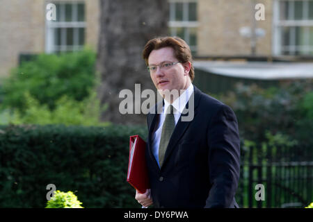 London UK. 8. April 2014. Danny Alexander MP Chief Secretary to the Treasury kommt in der Downing Street für die wöchentlichen Kabinettssitzung Credit: Amer Ghazzal/Alamy Live-Nachrichten Stockfoto