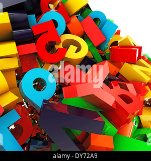 Ball der Buchstaben isoliert auf weißem Hintergrund Stockfoto