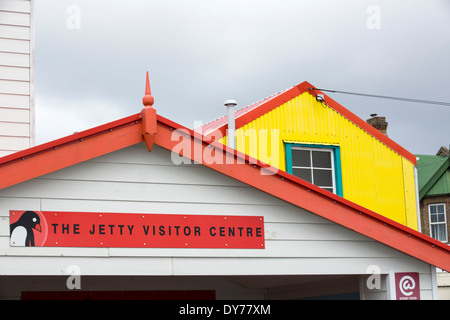 Das Besucherzentrum am Port Stanley, der Hauptstadt der Falkland-Inseln. Stockfoto