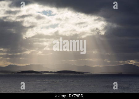 Sonnenuntergang über den Falkland-Inseln aus Argentinien, Südamerika. Stockfoto