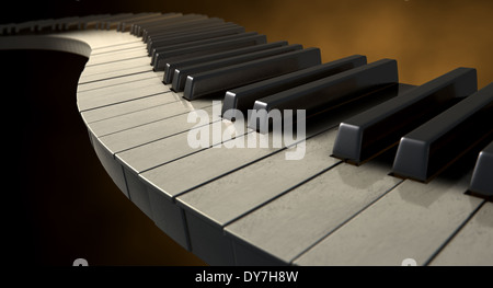 Eine ganze Reihe von regelmäßigen Klaviertasten angelegt eine Welle auf einen stimmungsvollen farbigen Hintergrund erstellen Stockfoto