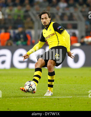 Dortmund Mats Hummels im Viertelfinale UEFA Champions League-match zwischen Borussia Dortmund und Real Madrid, Signal Iduna Park in Dortmund am 8. April 2014. Stockfoto