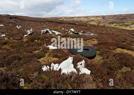 Eine Gloster Javelin F.A.W Mk.5 XA662 in Apedale in der Nähe von Schloss Bolton Wensleydale North Yorkshire UK abgestürzte Wrack Stockfoto