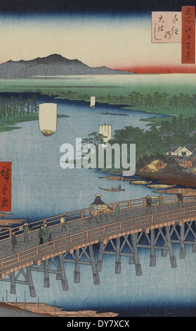 Utagawa Hiroshige 100 berühmte Ansichten von Edo - Nr. 103 Senju Great Bridge Stockfoto