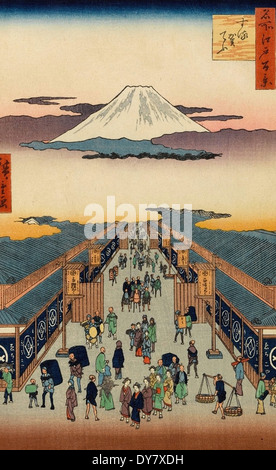 Utagawa Hiroshige 100 berühmte Ansichten von Edo - Nr. 8 Suruga-cho Stockfoto