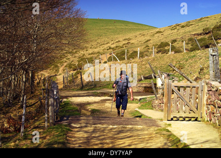 Der Grenzübertritt in Spanien auf dem Camino De Santiago De Compostela Stockfoto