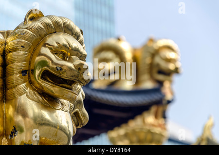 Löwen Kopf, Jing'an Tempel, Shanghai, China Stockfoto