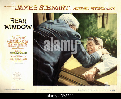 Hinten - Filmplakat - Lobby Fensterkarte - Regie: Alfred Hitchcock - 1954 Stockfoto