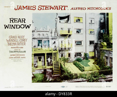 Hinten - Filmplakat - Lobby Fensterkarte - Regie: Alfred Hitchcock - 1954 Stockfoto