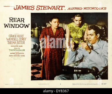 Hinten - Filmplakat - Lobby Fensterkarte - Regie: Alfred Hitchcock - 1954 Stockfoto