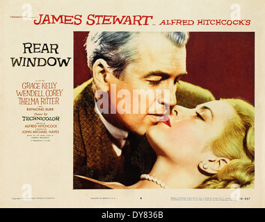 Hinten - Filmplakat - Lobby Fensterkarte - Regie: Alfred Hitchcock - 1954 Stockfoto