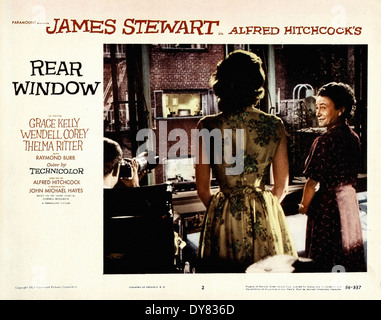 Hinten - Filmplakat - Lobby Fensterkarte - Regie: Alfred Hitchcock - 1954 Stockfoto