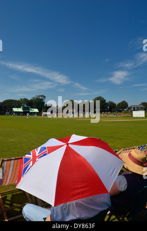 Zuschauer bei einem Cricket-spiel. Horntye Park, Hastings, East Sussex, England, Großbritannien Stockfoto