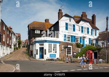 Großbritannien, England, East Sussex, Roggen, wünschen Ward, Borough Arms an Unterseite der Mermaid Street Stockfoto