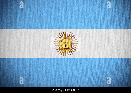 Flagge von Argentinien oder argentinischen Banner auf Papierhintergrund Stockfoto