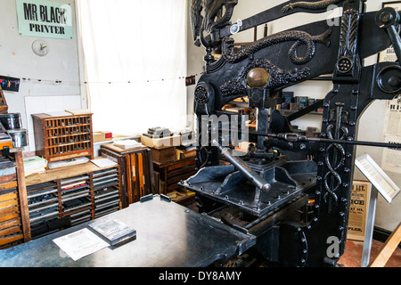 Viktorianische Druckmaschine und Block gedruckt Papier Lincoln City Lincolnshire UK GB England Stockfoto