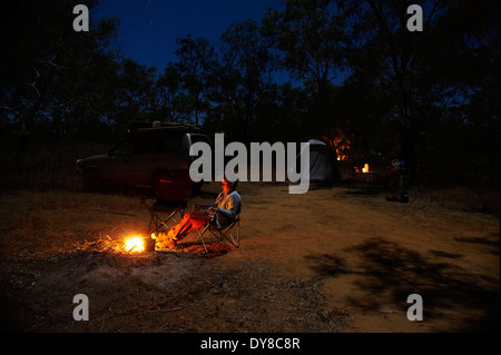 Australien, camping, Lakefield, Nationalpark, Nacht, Queensland, camping, Feuer Stockfoto