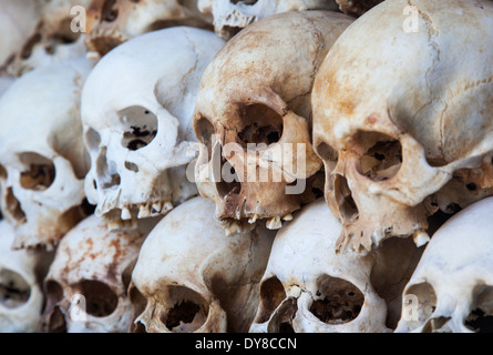 Schädel, angezeigt in der Killing Fields (Choeung Ek) Gedenkstätte in Phnom Penh, Kambodscha Stockfoto