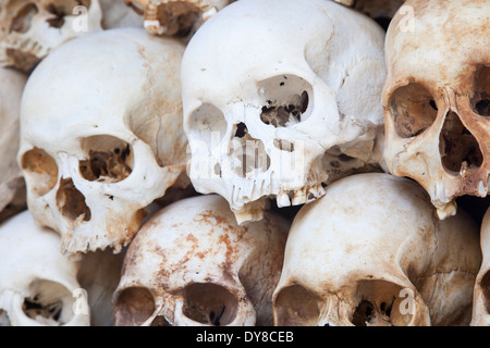 Schädel, angezeigt in der Killing Fields (Choeung Ek) Gedenkstätte in Phnom Penh, Kambodscha Stockfoto