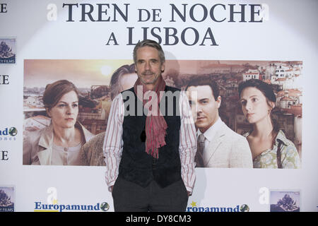 Madrid, Spanien. 9. April 2014. Schauspieler JEREMY IRONS während der Fototermin für "Nachtzug nach Lissabon" in Madrid. Bildnachweis: Oscar Gonzalez/NurPhoto/ZUMAPRESS.com/Alamy Live-Nachrichten Stockfoto