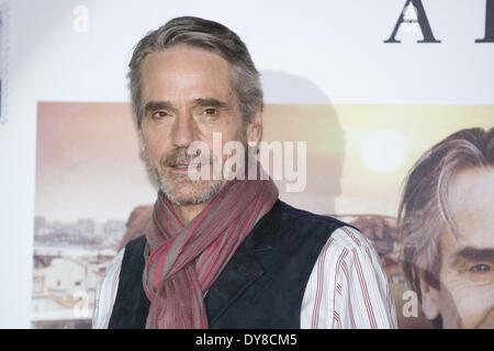 Madrid, Spanien. 9. April 2014. Schauspieler JEREMY IRONS während der Fototermin für "Nachtzug nach Lissabon" in Madrid. Bildnachweis: Oscar Gonzalez/NurPhoto/ZUMAPRESS.com/Alamy Live-Nachrichten Stockfoto