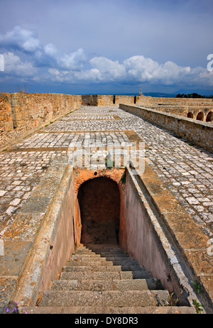 Niokastro (bedeutet "neue Burg") bewacht den Eingang der Navarino Bucht, Peloponnes, Griechenland, Messenien, Pylos ("Navarino"). Stockfoto