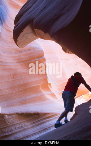 Ansicht der Antelope Canyon, einem berühmten Slotcanyon auf der Navajo-Reservat in der Nähe von Page, AZ Stockfoto