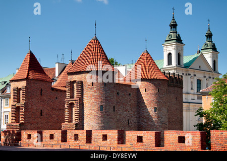 Barbakane. Wahrzeichen der Stadt Warschau Stockfoto