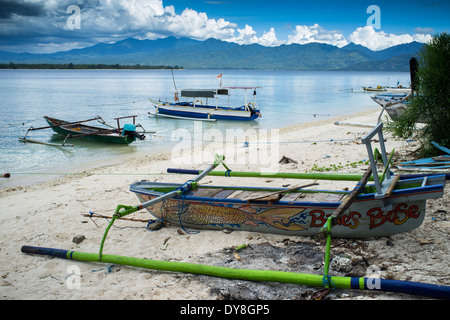 Boote auf Gili Air, Lombok, Indonesien, Asien Stockfoto