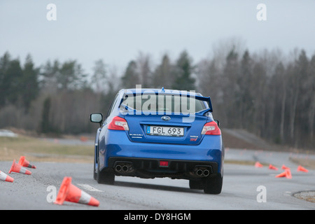 2014 Subaru WRX XTI beim Start in Schweden einen kompletten Satz von Bildern Stockfoto