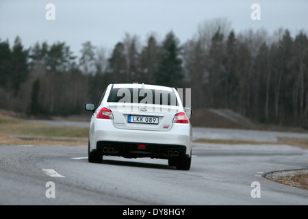 2014 Subaru WRX XTI beim Start in Schweden einen kompletten Satz von Bildern Stockfoto