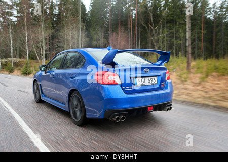 2014 Subaru WRX XTI beim Start in Schweden einen kompletten Satz von Bildern Stockfoto