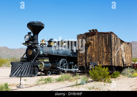 USA, Arizona, Tucson, Old Tucson Studios, The Reno Lokomotive, erbaut 1872. Stockfoto