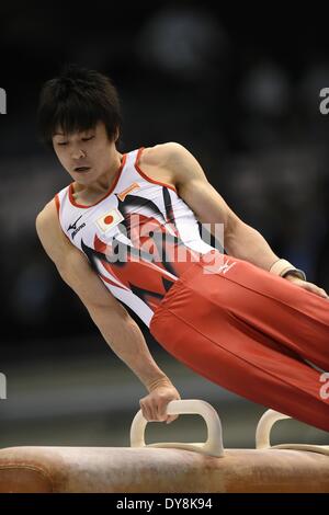 Tokio, Japan. 5. April 2014. Kohei Uchimura (JPN) Kunstturnen: FIG Kunstturnen WM Tokio CUP 2014 der Herren Einzelmehrkampf, Pauschenpferd, am Tokyo Metropolitan Gymnasium in Tokio, Japan. © Hitoshi Mochizuki/AFLO/Alamy Live-Nachrichten Stockfoto