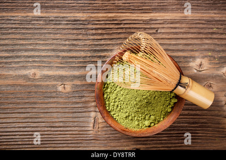 Matcha, getrocknete Pulver Grüntee mit Platz für text Stockfoto