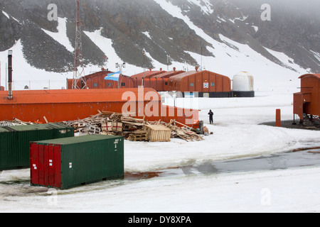 Base Orcadas ist eine argentinische Forschungsstation in der Antarktis, und die ältesten der Stationen in der Antarktis noch in Betrieb. Stockfoto