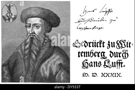 Hans Lufft, Johannes Lufft, Hans Luft, Hanns Lufft, Iohannes Lufft, 1495-1584, deutscher Drucker, Verleger, der Bibel-Drucker Stockfoto