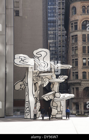 Französischer Bildhauer Dubuffet 25 Tonnen schwere Skulptur Gruppe von vier Bäumen gehört Chase Manhattan Plaza, NYC Stockfoto