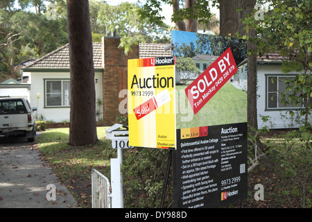 australische Wohn-Immobilien Verkauf/verkauft/versteigert in Avalon auf Nordstrände von Sydney, Australien Stockfoto