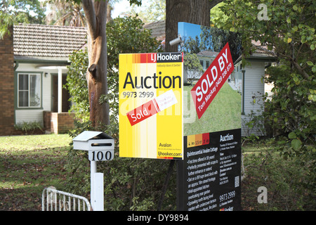 australische Wohn-Immobilien Verkauf/verkauft/versteigert in Avalon auf Nordstrände von Sydney, Australien Stockfoto