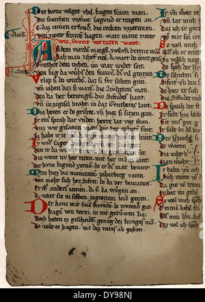 Das Nibelungenlied oder das Lied der Nibelungen, ein episches Gedicht in mittelhochdeutschen Hundeshagener Codex, 15. Jahrhundert Stockfoto