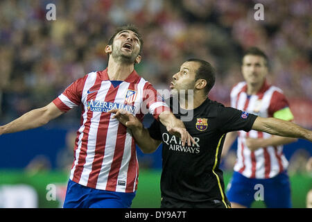 Madrid, Spanien. 9. April 2014. Atletico Madrid Soccer Spieler UEFA Champions League Viertelfinale zweiten Bein Fußballspiel zwischen Atletico Madrid und dem FC Barcelona im Vicente Calderon Stadion in Madrid, Spanien, Foto: Oscar Gonzalez/NurPhoto Credit: Oscar Gonzalez/NurPhoto/ZUMAPRESS.com/Alamy Live News Stockfoto