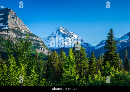 Alpine Landschaft mit Schnee bedeckt Mount Jackson in der Nähe von St. Mary Lake im Glacier National Park, Montana, USA. Stockfoto