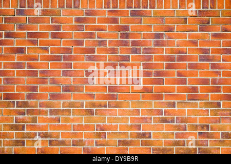 Einfache flache Mauer Hintergrund aus roten Ziegeln und Mörtel. Großbritannien Großbritannien Stockfoto