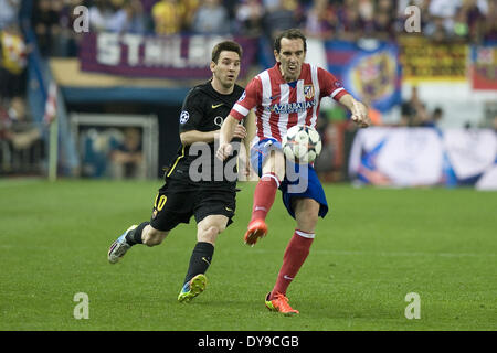 Madrid, Spanien. 9. April 2014. Atletico Madrid Soccer Spieler UEFA Champions League Viertelfinale zweiten Bein Fußballspiel zwischen Atletico Madrid und dem FC Barcelona im Vicente Calderon Stadion in Madrid, Spanien, Foto: Oscar Gonzalez/NurPhoto Credit: Oscar Gonzalez/NurPhoto/ZUMAPRESS.com/Alamy Live News Stockfoto